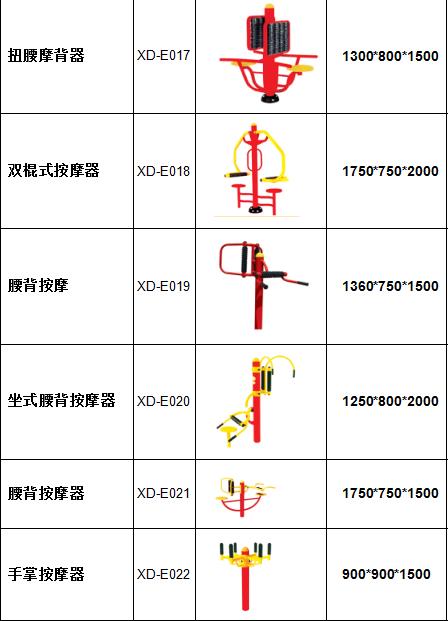 健身器材表